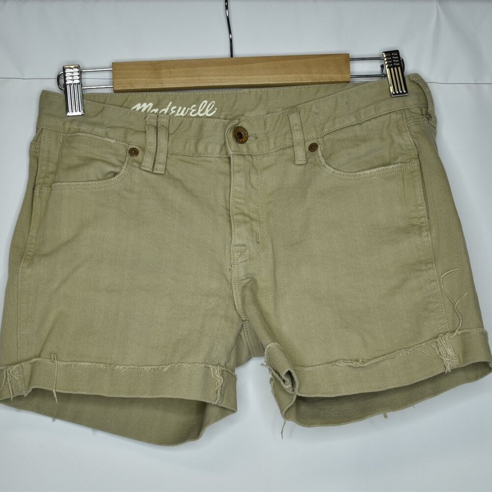 Madewell Women's Shorts Denim Green Cuffed Mid Rise